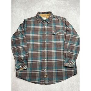 Legendary Whitetails Brown and Teal Plaid Button-Down Shirt